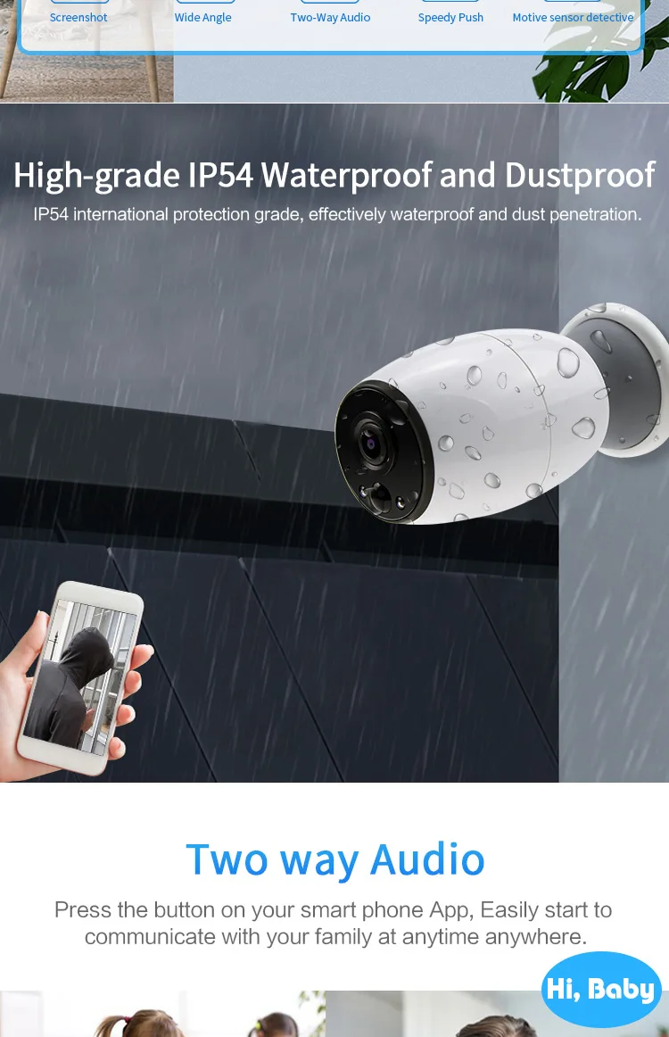 Home Security CCTV 1080P Battery Wireless Camera Outdoor 