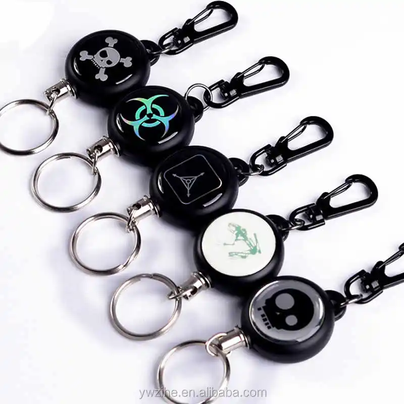 Black1 E-CHENG Keychain Retractable Safety Elastic Anti-Lost TAD Steel Rope Burglar Tool Quickdraw Keyring Keychains Clip 