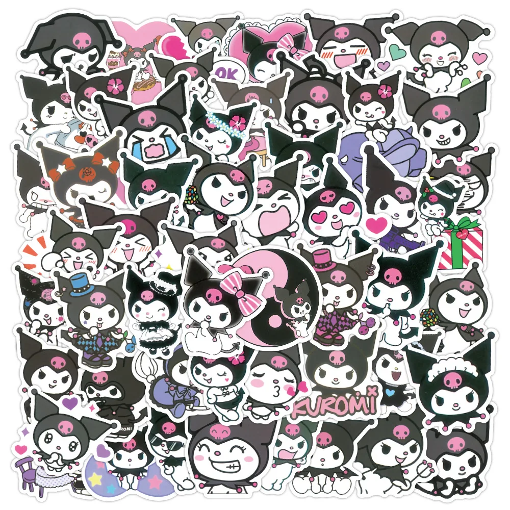 100 Pcs Cute Kuromi Graffiti Anime Stickers Car Helmet Refrigerator ...