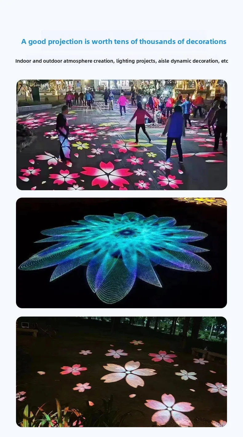 product dynamic rgb led shadow projection spotlight ip65 facade lighting creative ground attraction special effects shop ground lighting-11