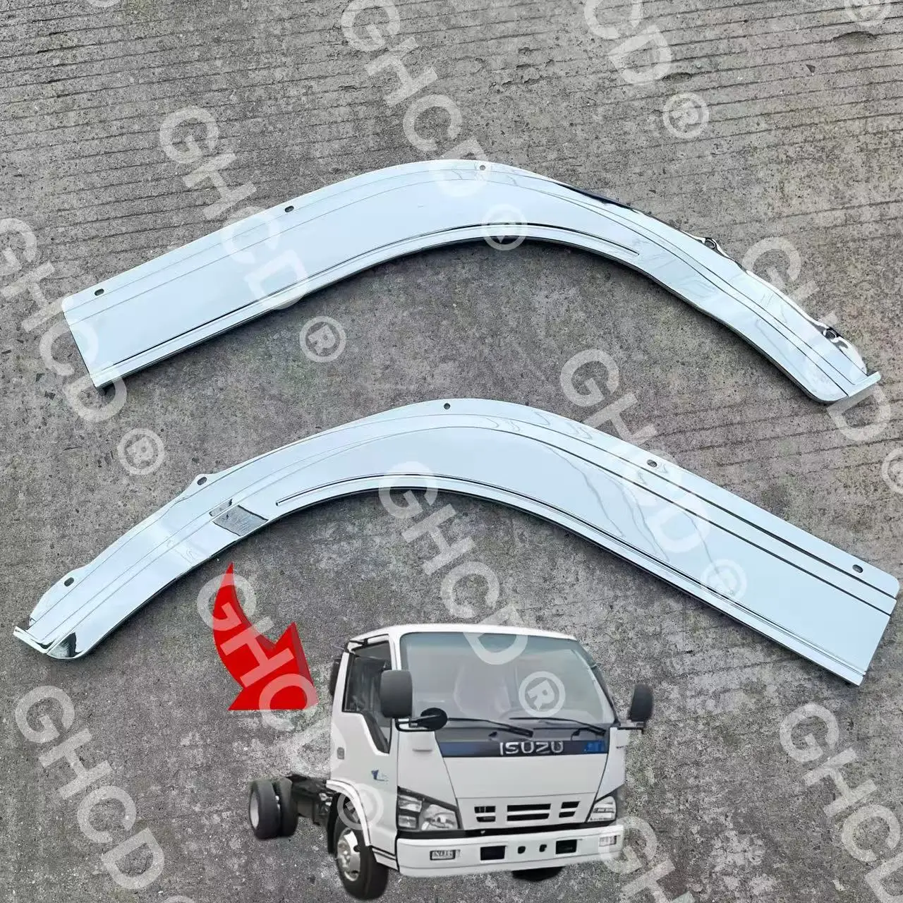 GHCD Hot Product/High Quality Chrome-plated Fender for Japanese Truck ISUZU NQR/600P/NKR/ELF (2006-ON) factory