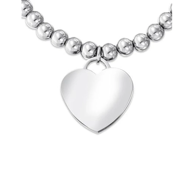 Heart Shape Tag Charm Identification Medical Alert Id Stretch Bracelet Elastic Cord Bead