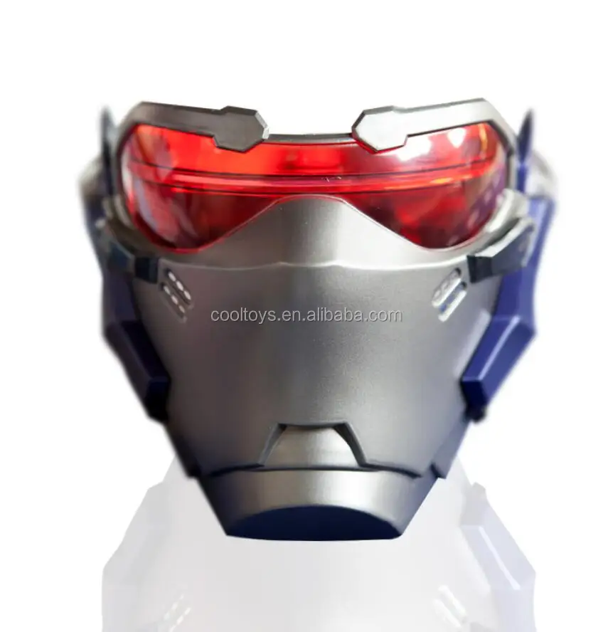 US Game OW Soldier 76 Helmet Cosplay Props ABS LED Light Mask No Battery 