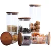 Borosilicate container food jar storage jar with natural bamboo lid