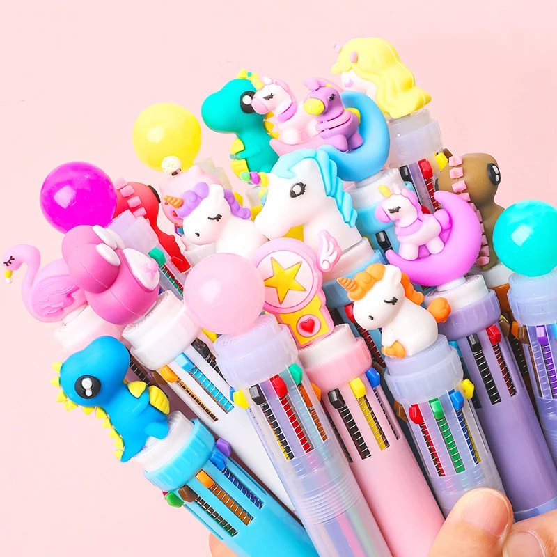 Creative Cartoon Flamingo Dinosaur Unicorn 10 In1 Multi Color Ballpoint ...