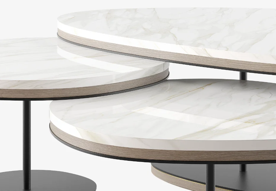 Modern Style Natural Marble Top Wood Base Coffee Table Set Buy Coffee