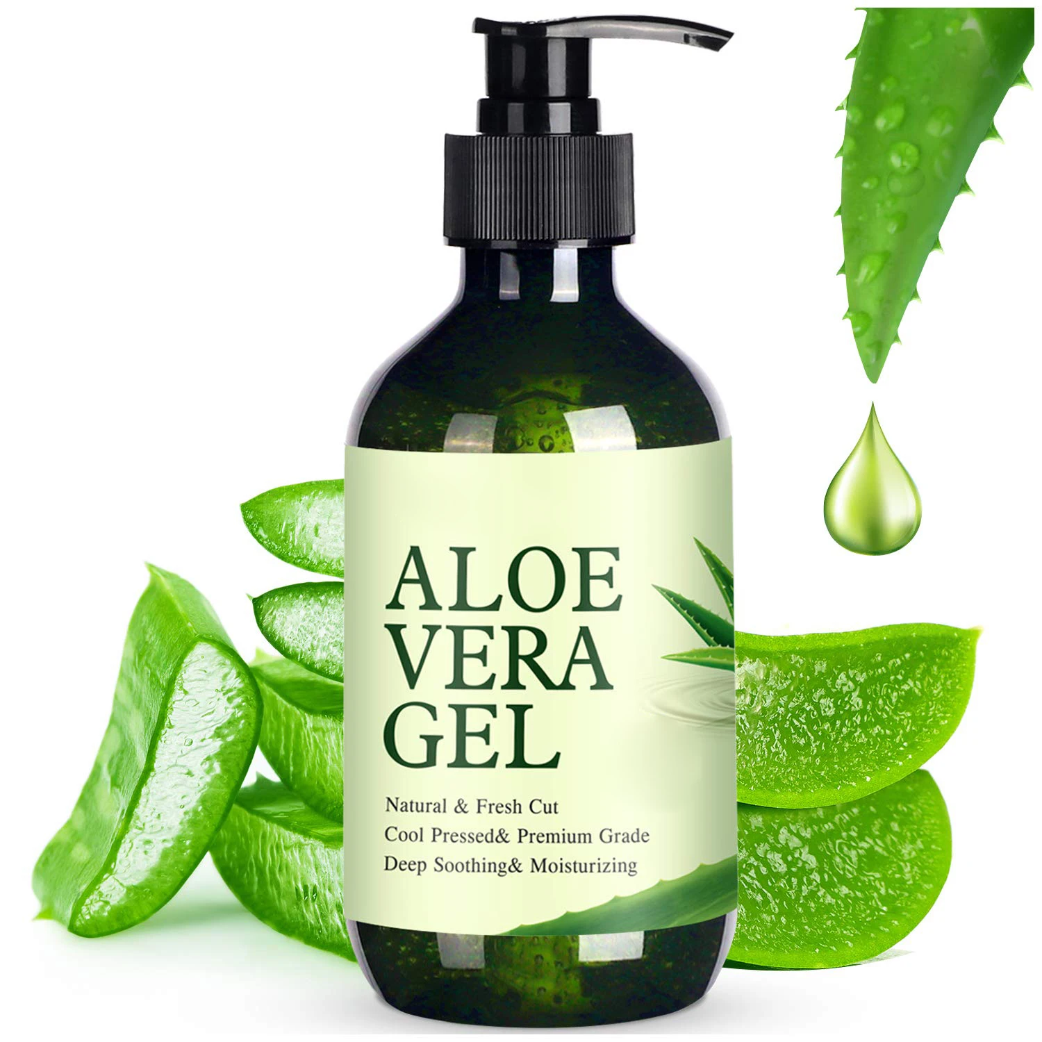 Pure aloe vera. Aloe Vera Gel. Aloe Vera Soothing Gel. Aloe Vera Essence natural Fresh.