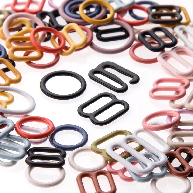 
Custom Metal Nylon Coated Bra Adjuster Ring Slider and Hook Underwear Accessories Buckle 