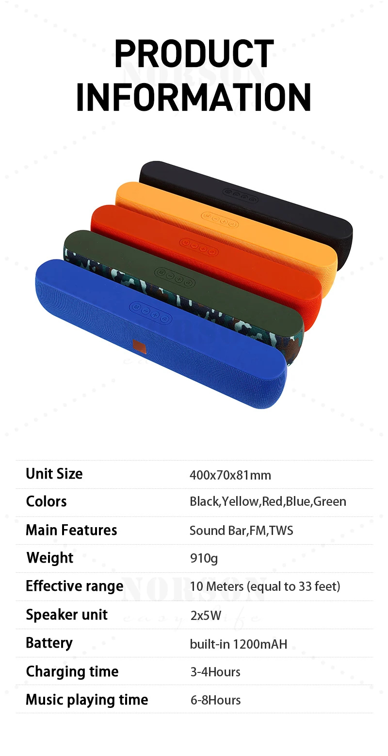 Wholesale 10W Portable LoudSpeaker Home Theatre System multimedia Wireless Sound Bar Blue tooth Speaker - ANKUX.COM