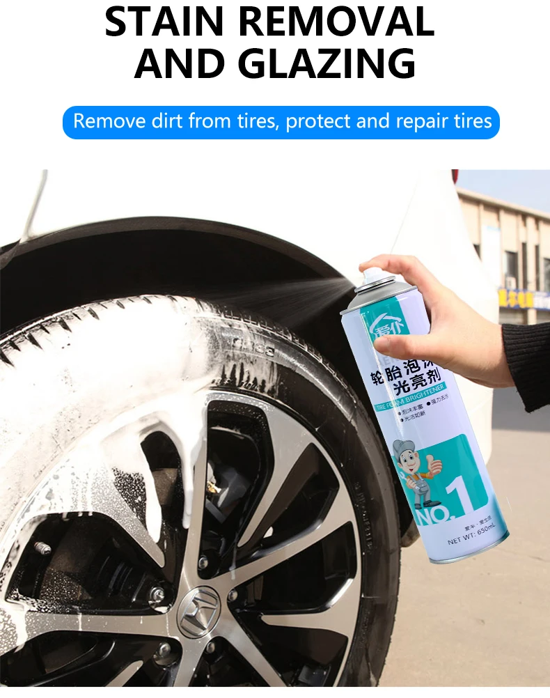 Car Polish Tire Shine Foam Cleaner Spray Household Rust Remover For ...