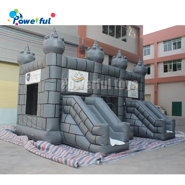Big inflatable castle, double slides bouncer for park