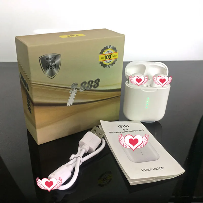 i888 tws Earbuds BT 5.0 Auto Touch control Earphones Auto noise reduction Ture Stereo i666 i888 support wireless charger - ANKUX.COM