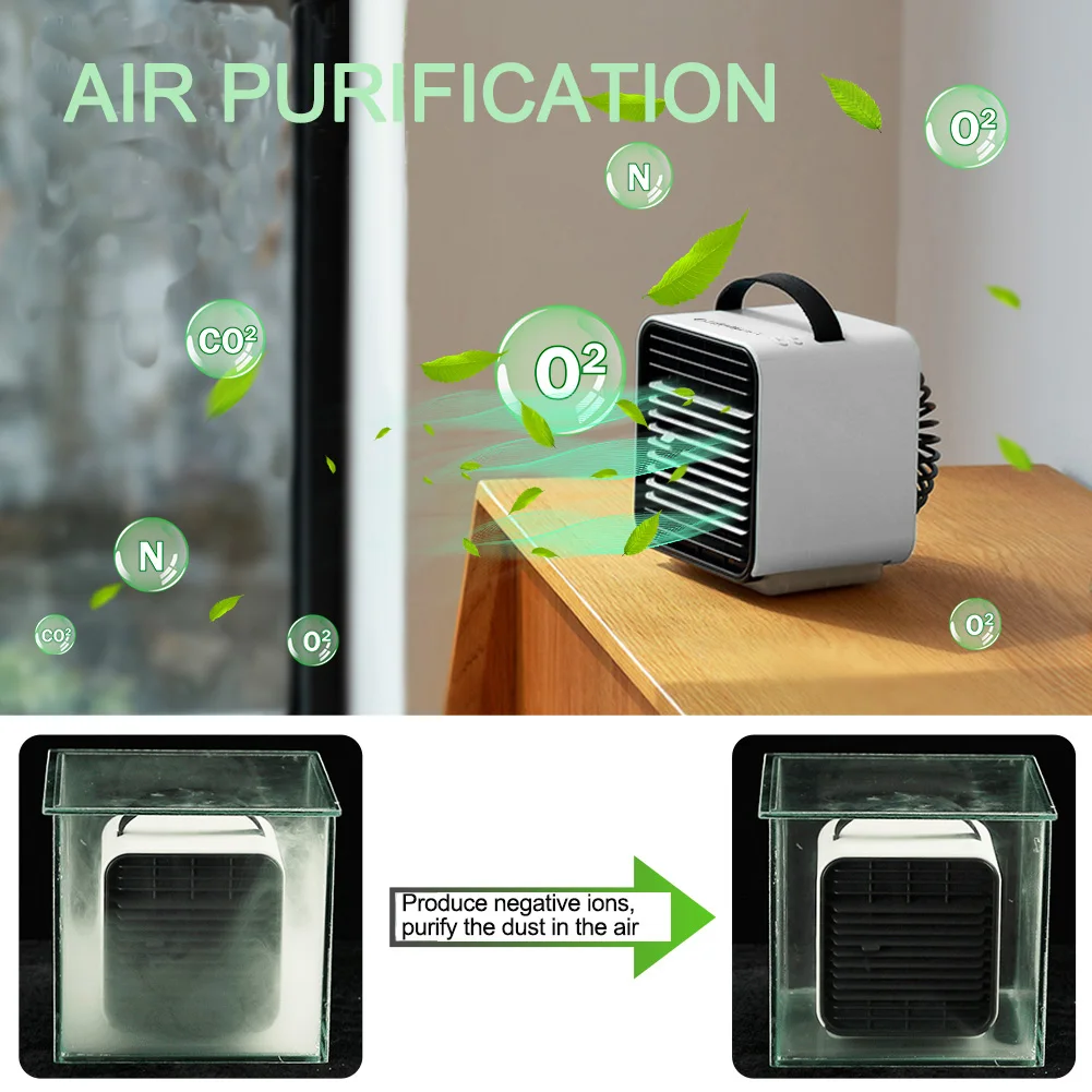 Air Humidification Cooling Fan Desktop Mini Negative Ion Air Purification Conditioner Fan