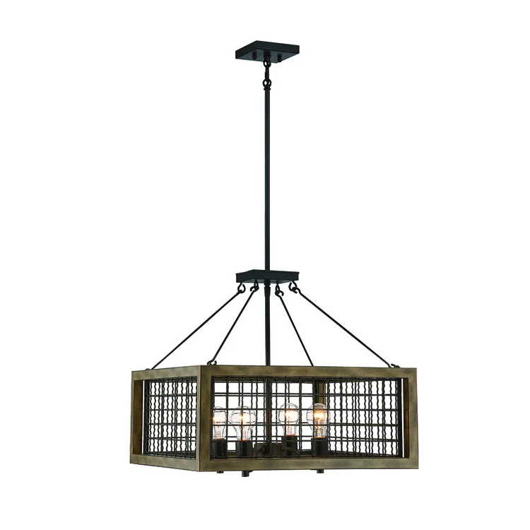 Hanging Ceiling 4 Lights Painted Wood Finish Farmhouse Style Restaurant Cheap Price