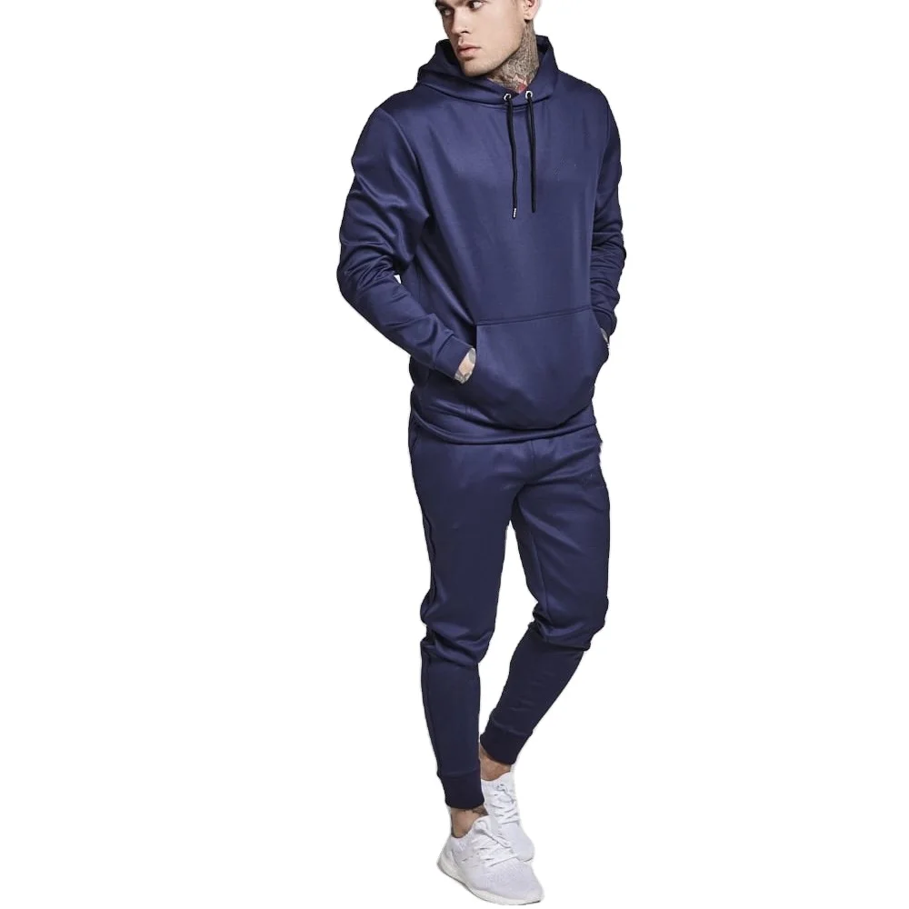 Mens Custom Navy Blue Overhead Hoodie Tapered Jogger Quick Dry ...