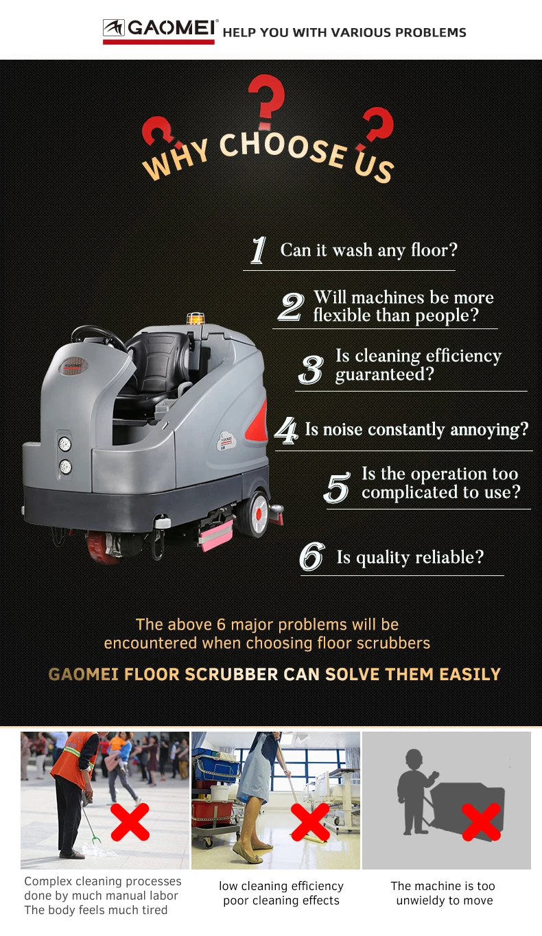 Gm230 Ride On Concrete Floor Scrubber Electric Sweeper Car Floor Cleaning Machine Road Sweeper