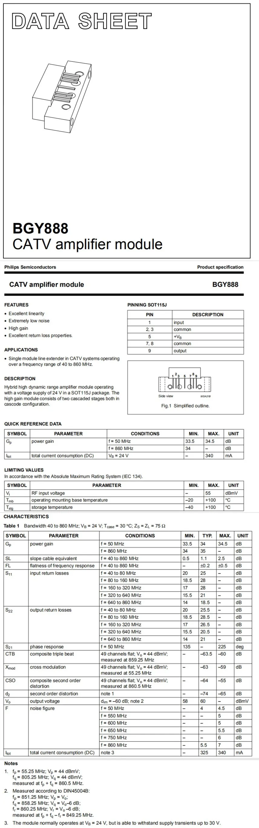 Bgy888 Catv Amplifier Module Sot115j Bgy888 Buy Bgy888,Catv Amplifier,Module Bgy888 Product