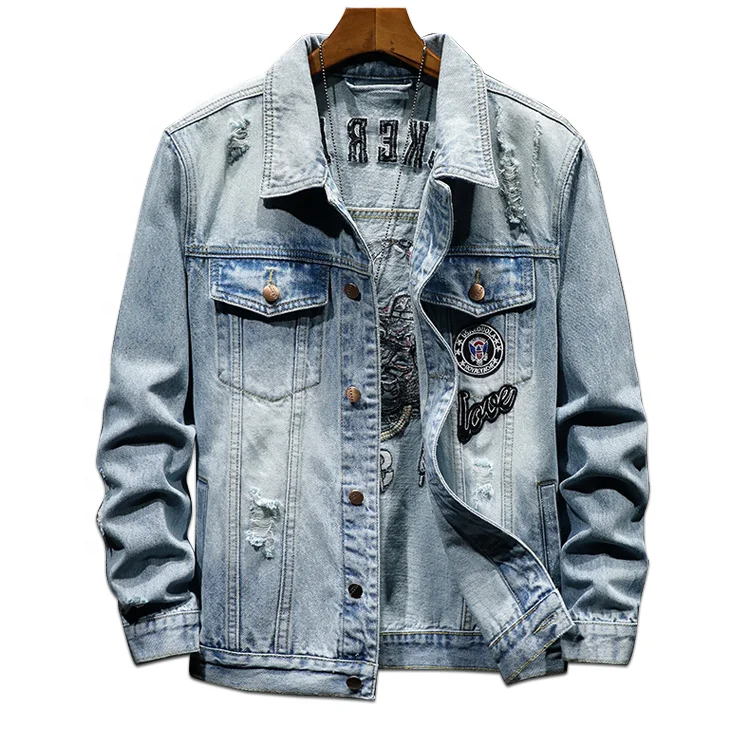 Black Motorcycle Denim Jacket Men 