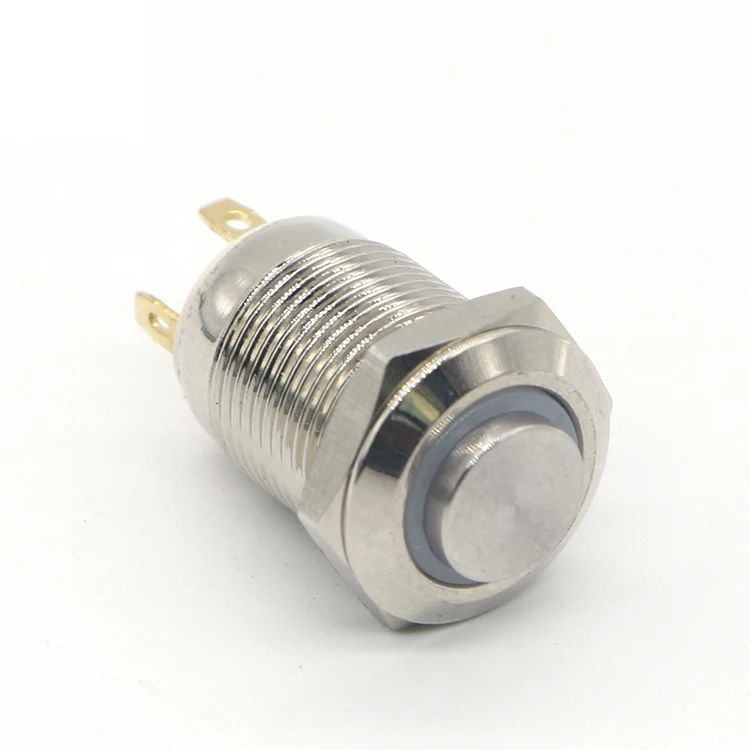 YHJ series 4 pin 12mm waterproof metal ring illuminated momentary push button switch with led