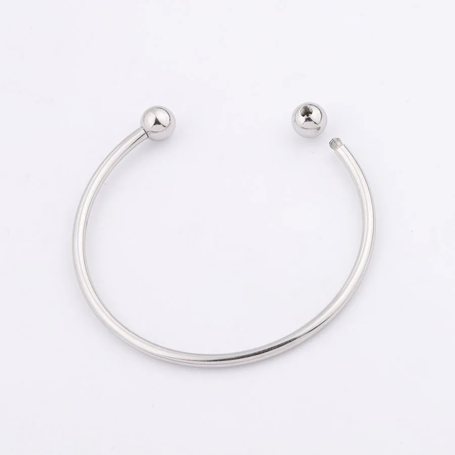 Stainless Steel Adjustable 3mmwire Screw Ballend Open Cuff Bangle
