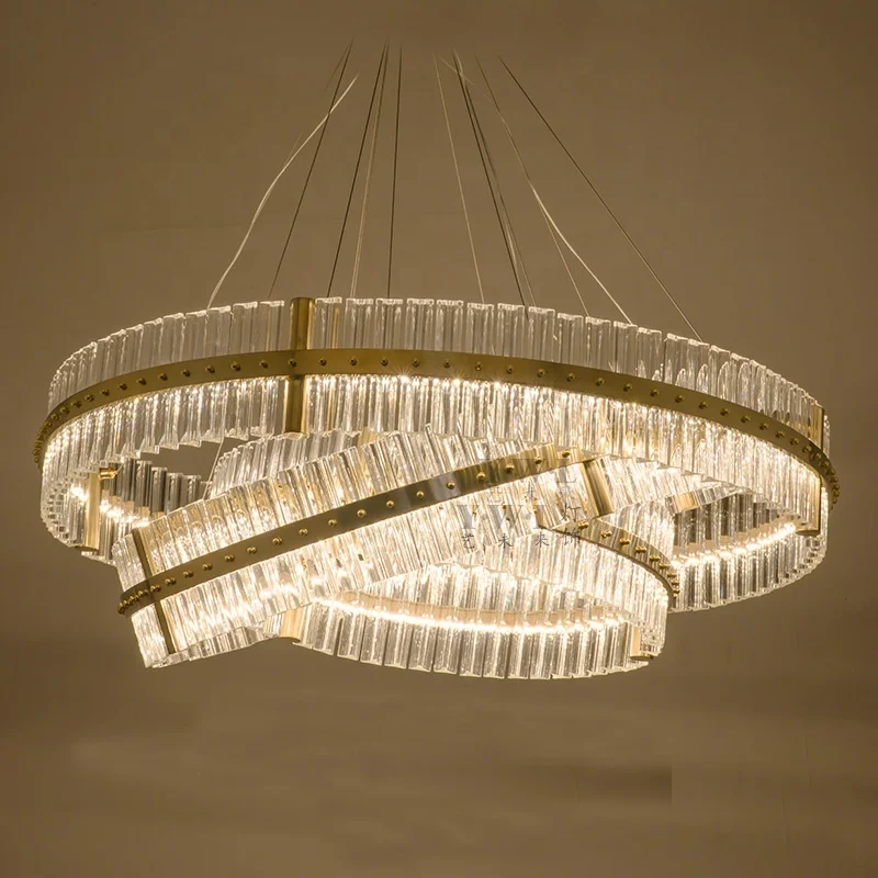 Zhongshan factory supplier modern light fixtures big led gold crystal chandelier pendant lights