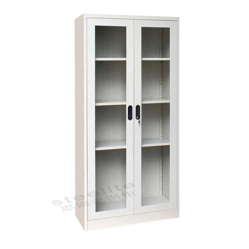 4 Layer Library Goods Display Cupboard With Glass Sliding Doors