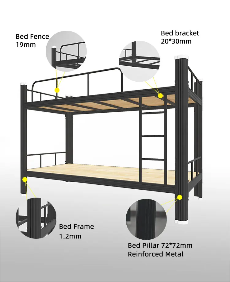 Dubai Fold Bunk Bed Metal Steel China Style Packing Modern Furniture