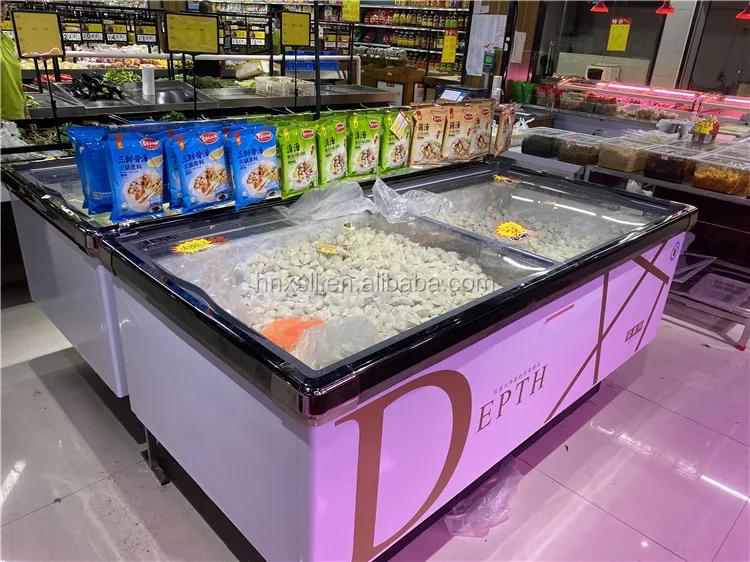 Combined Wholesale Commercial Deep Display Counters Island Freezer Supermarket Refrigeration Equipment