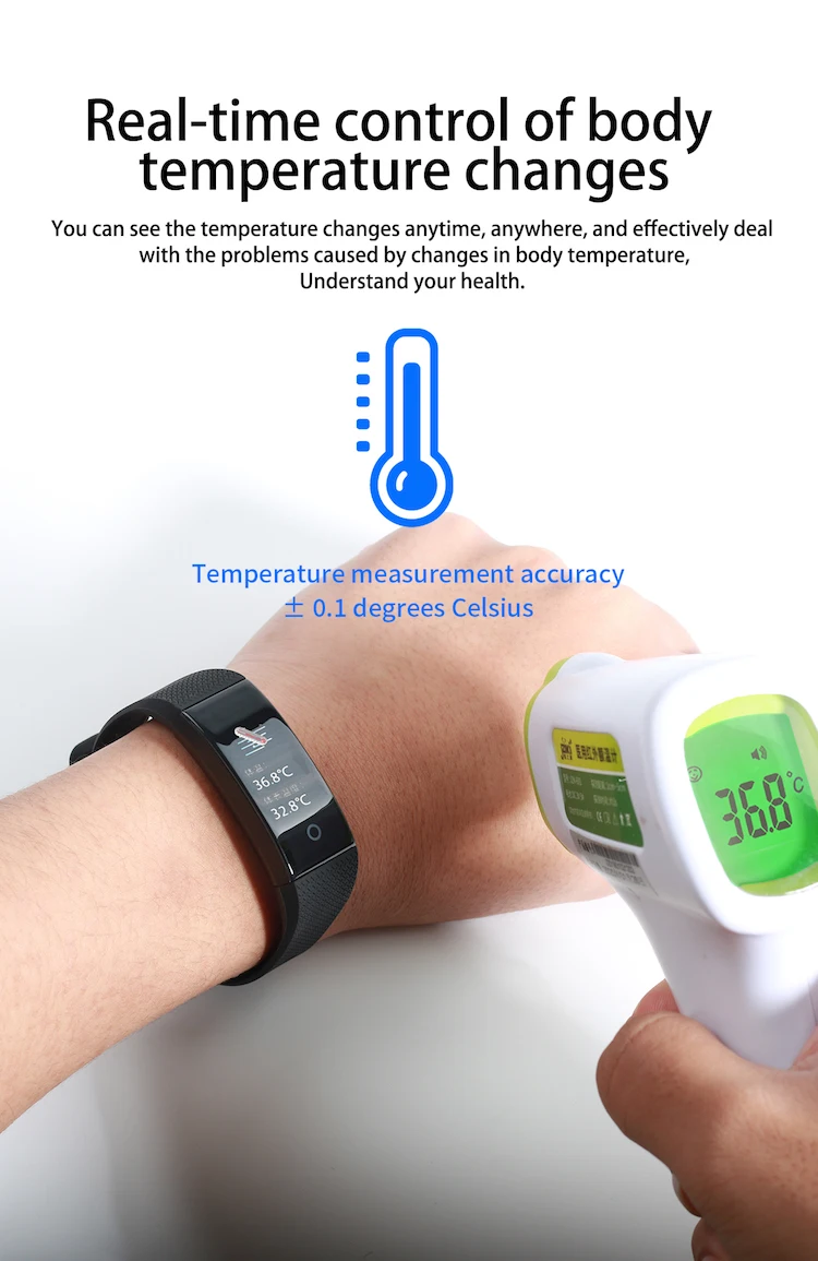 cheap smart bracelet QW18T smart temperature bracelet heart rate smart watch body temperature