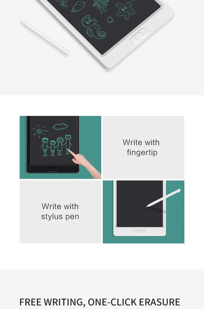 Children's Doodle Board LCD Writing Tablet Learning Toys for Kids with Partial Eraser Erase 10" lcd tablet/board