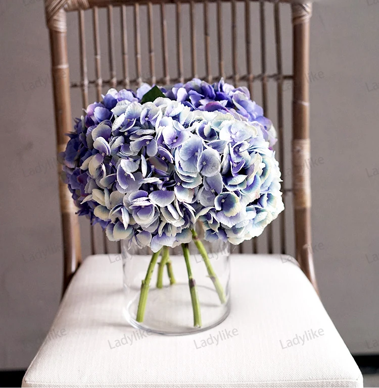 Blue White Silk Artificial Ball Plants Stem Hydrangea Heads Bushes Flowers Buy Hydrangea Bushes Blue Large Fake Silk Giant Artificial Flower Hydrangeas Arrangement Head Giant Artificial Flower For Wedding And Home Decoration Wedding