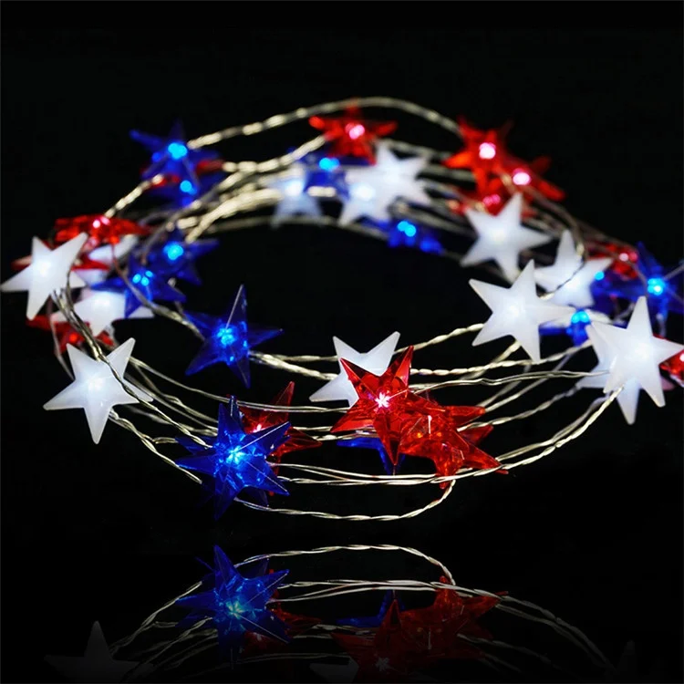 USA American Stars Flag Lighting 10ft 40 LEDs Fairy Lights Patriotic Independence Day decor LED String Lights