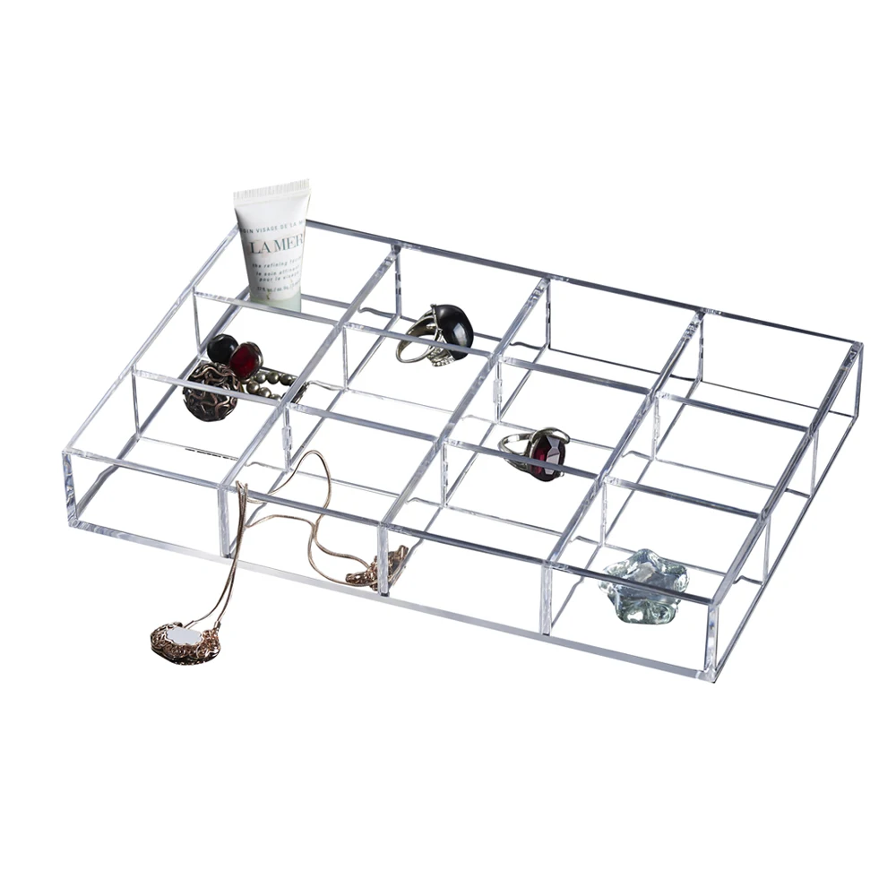 
hot selling clear Transparent Display Case tray organizer cosmetic acrylic jewelry box 