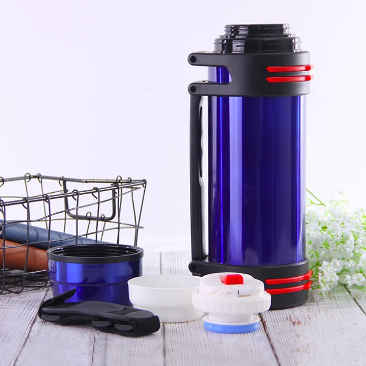 Portable Thermos Mugs Metal Canteen Thermoses Tea Pot Thermal Flask 2.0l Travel Flask Pot with Shoulder Strip Plastic Cup Lid