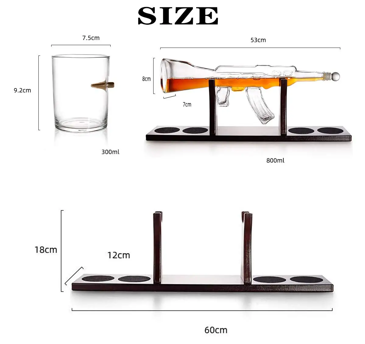 Transparent Ak 47 Gun Shaped Tequila Glass Liquor Vodka Bottle For