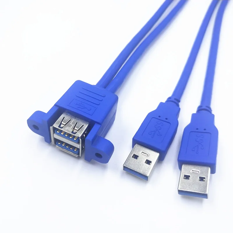 Usb 30 Male To Female Extender Cable Dual Port Mounting Panel