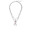 Fashion creative crescent horn jewel bead combination three-layer pendant necklace