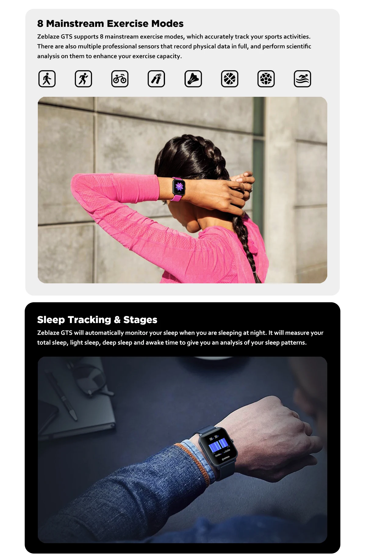 Zeblaze Smart Watch Gts Full Touch Screen Watch Bt Calling Heart Rate