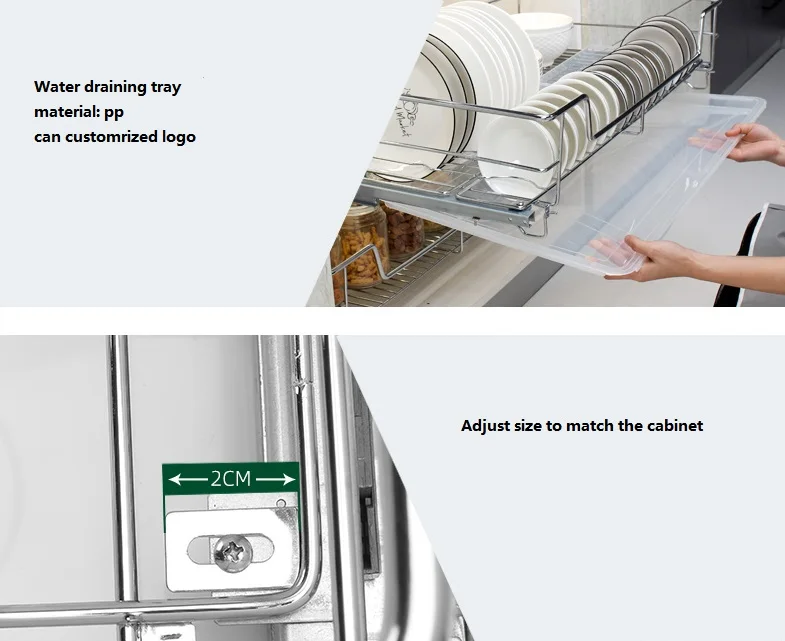 Kitchen Accessories Stainless Steel Dish Rack Pull Out 4 Side Wire