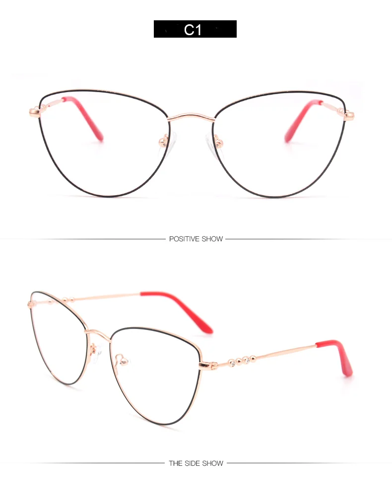 New Fashion Trendy Women Metal Cat Eye Frames Optical Eye Glasses Eyeglasses