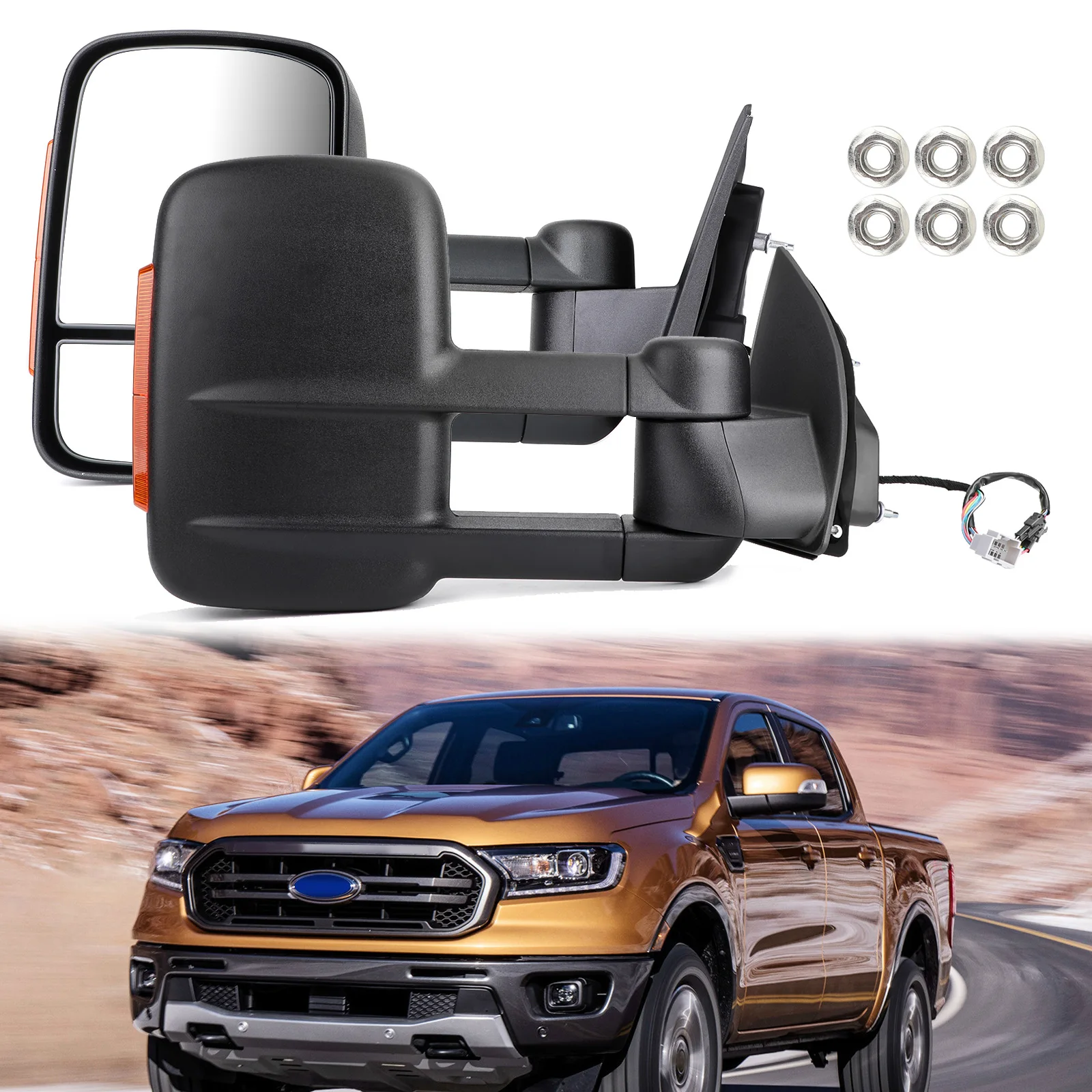 Extendable Towing Mirrors For Ford Ranger Mk Px Xl Xlt Xls