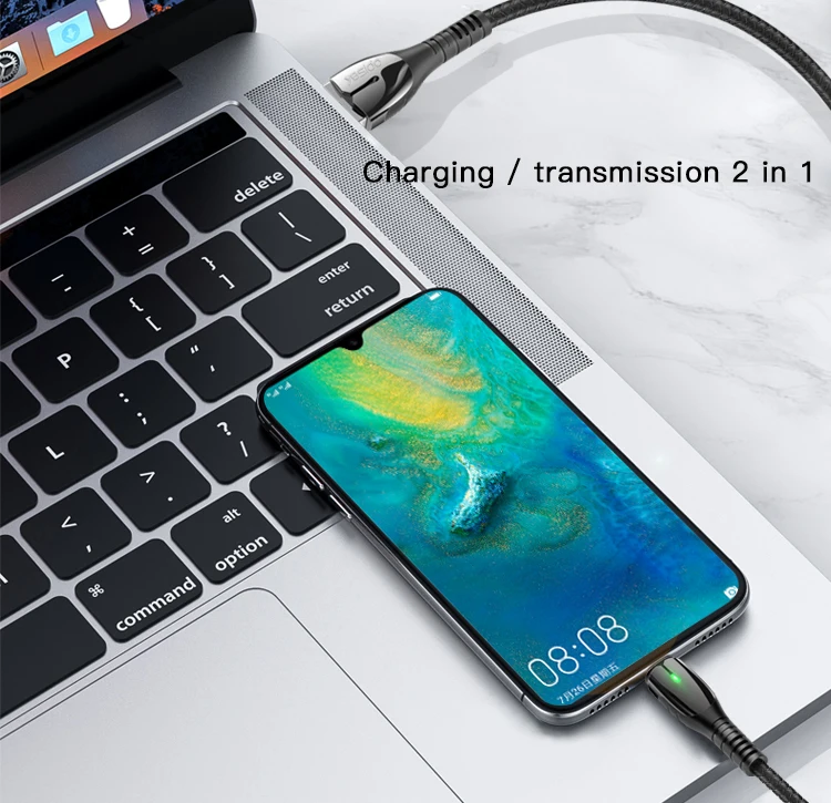 Yesido 2.4A Charging 8Pin Nylon Braided Zinc Alloy Plating Cable Line Mobile Phone Charger Data Usb Cable For Iphone