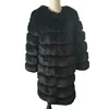 Winter Fashion Black Long Warm Artificial Fox Fur Coat Women Faux Fur Coat Long
