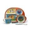 factory supply wholesale price creative cartoon bamboo fiber children kids baby tableware set