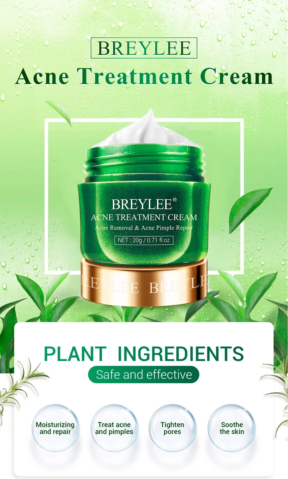 Breylee Acne Treatment Cream Anti Acne Face Cream Pimple Removal Spots