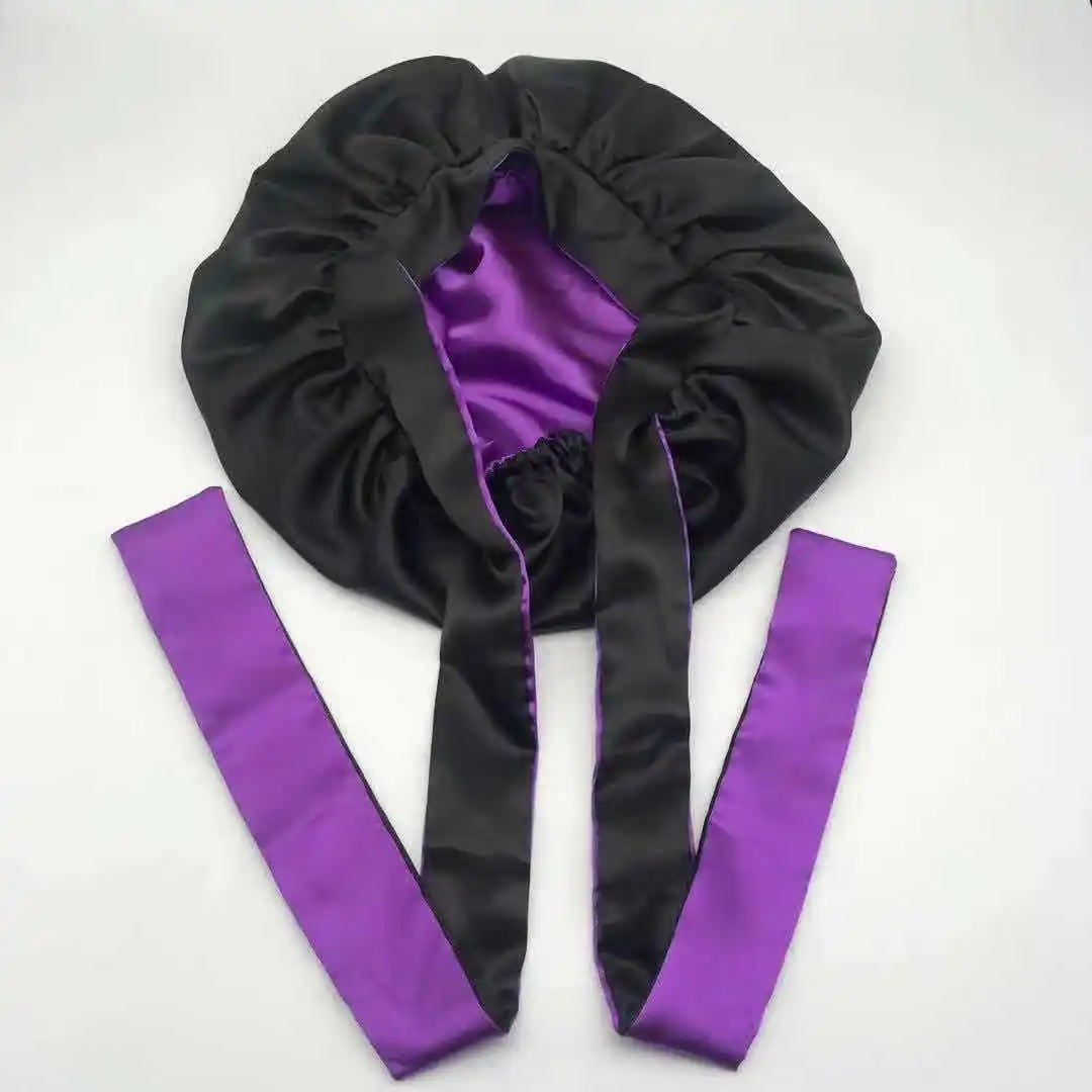 

solid atin bonnet with wide tretch ties long hair,1 Piece