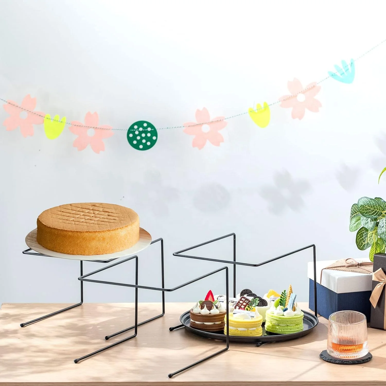 2 Tiered Pizza Tray Stand,Tea Party Serving Platter,Dessert And Cupcake