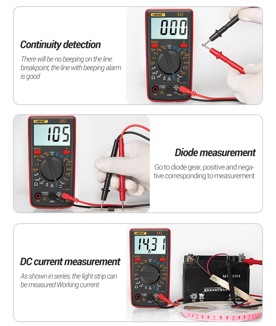 ANENG M1 Kỹ Thuật Số Vạn Năng EsrMeter Multimetro Tester True Rms Multimeter Kỹ Thuật Số Xét Nghiệm Đa Meter Richmeters Dmm 400a 10A