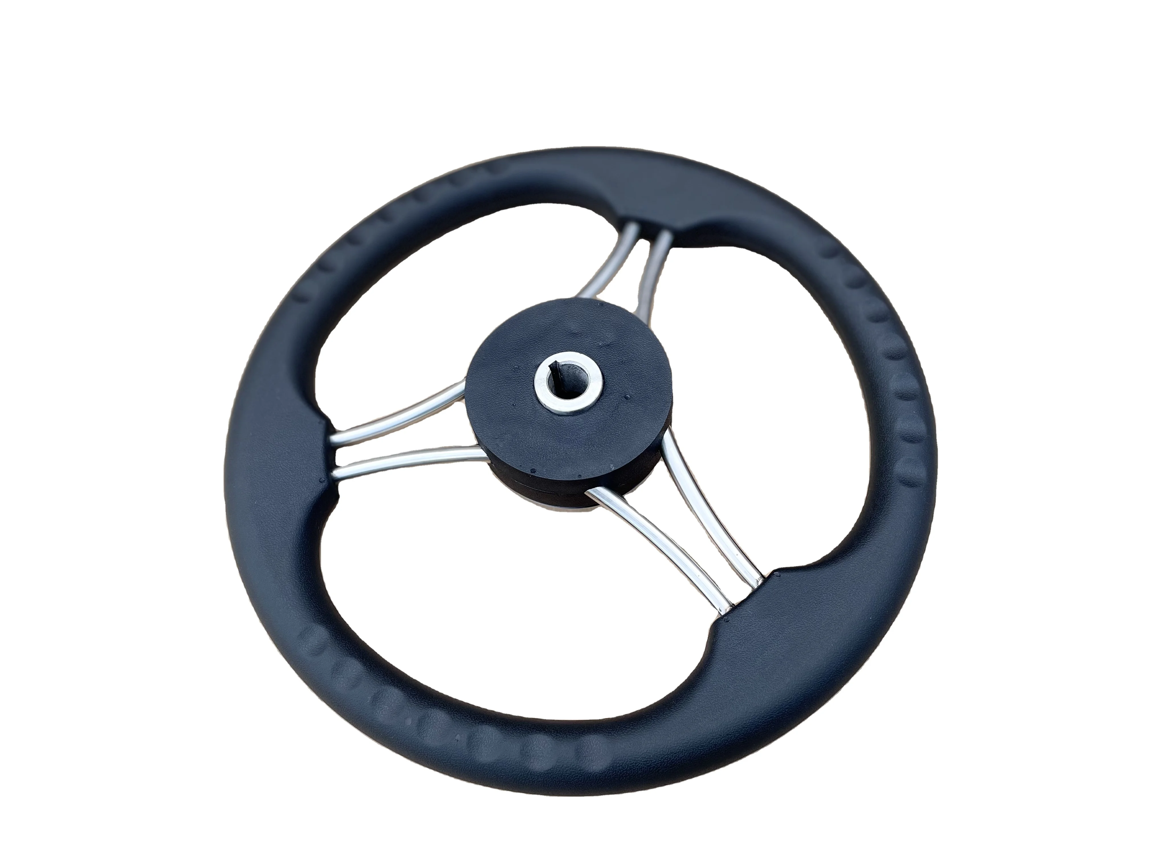 Top Quality Boat Accessories Steering Wheel 3 Spoke With Black Pu Coating For Kayak/yacht/ship