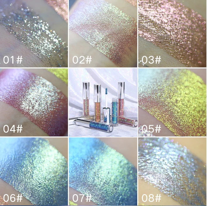 Holographic Metallic Duochrome Eye Shadow Glow Glitter Shiny Eyeshadow Pigment Waterproof Liquid